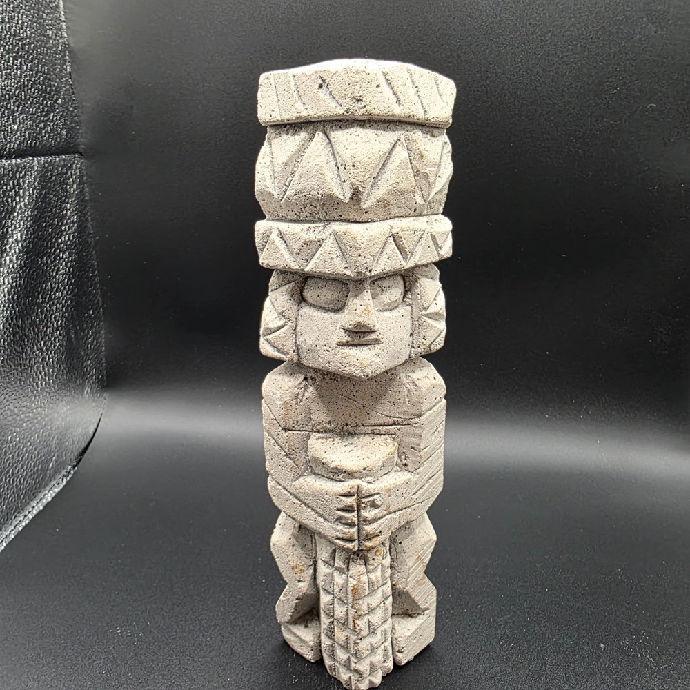 Mayan Toltec Warrior Statue 9 Inch Tall - Hand Carved - Replica Mexican Folk Art
